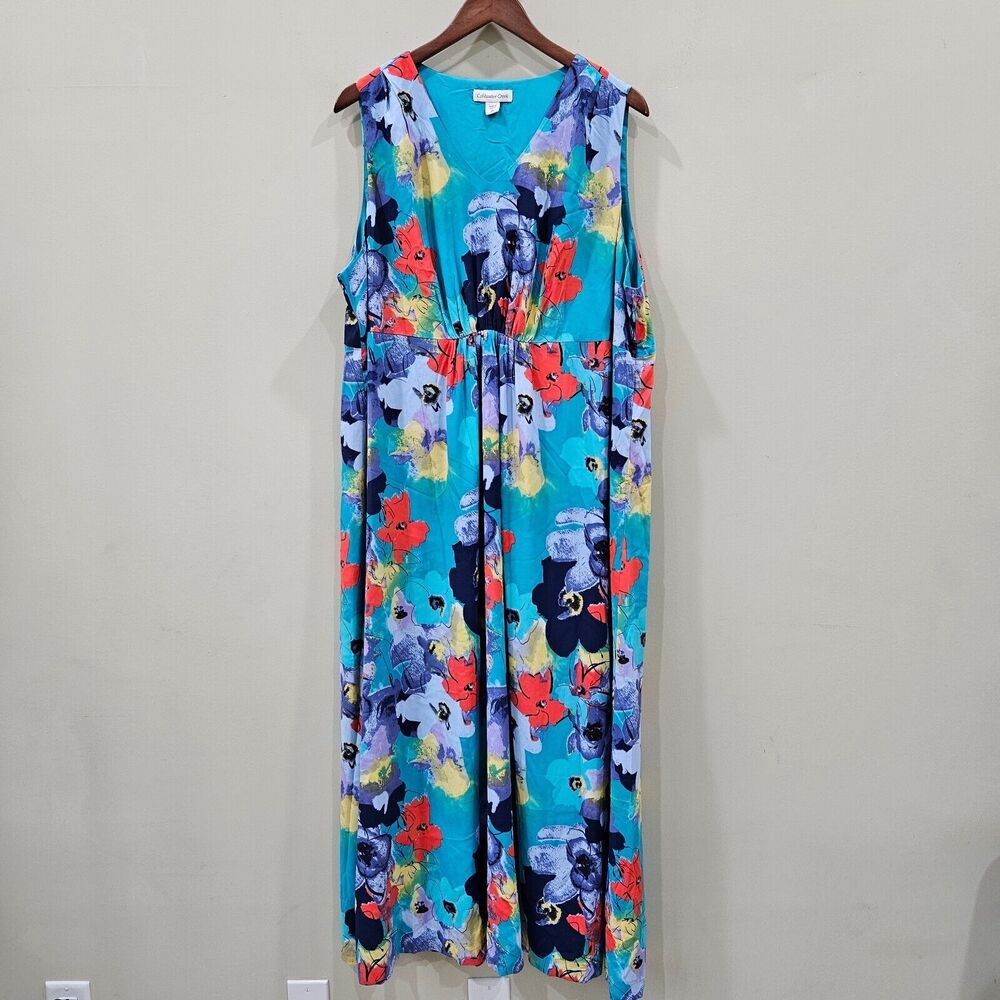 Coldwater Creek Women's Floral Maxi Dress Plus Size 2X Colorful Bloomcore Boho